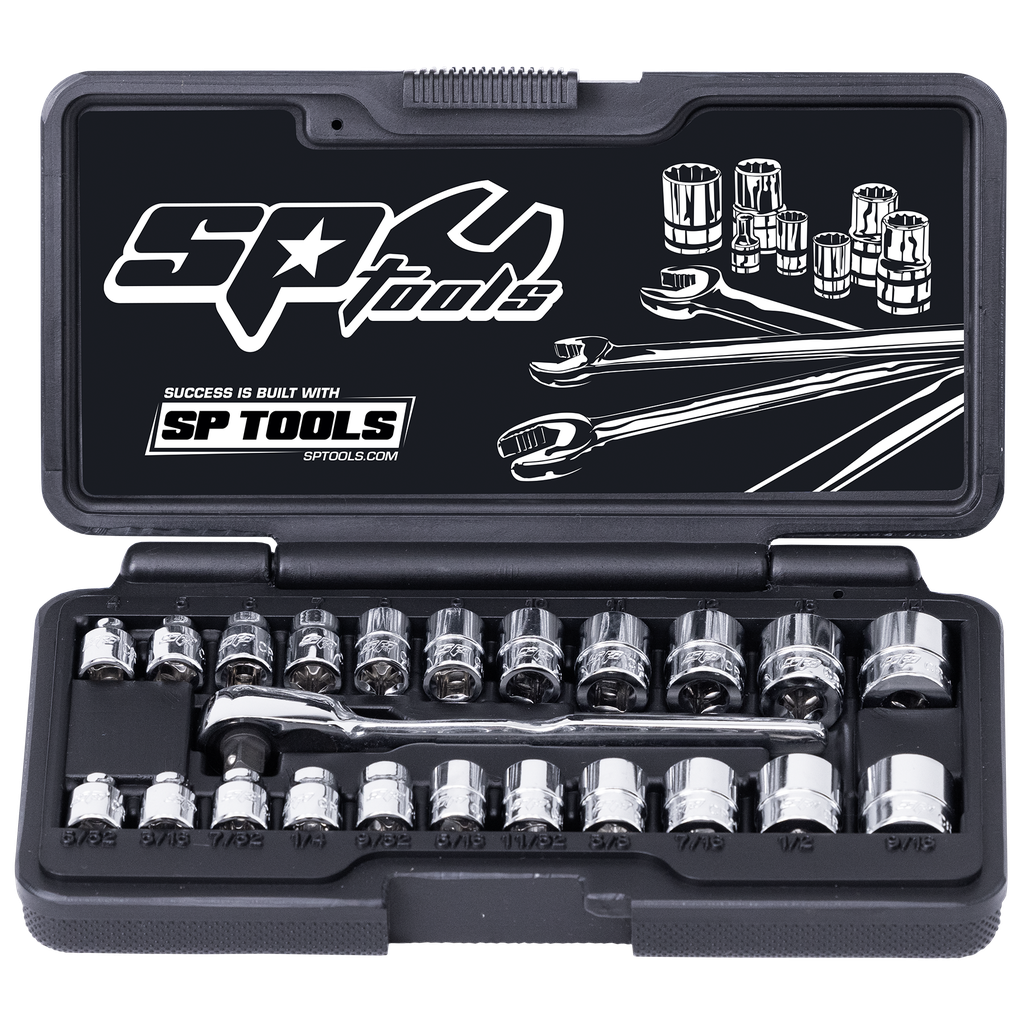 [SP20121] SOCKET SET - 1/4DR 6PT LOW PROFILE 23PC METRIC/SAE