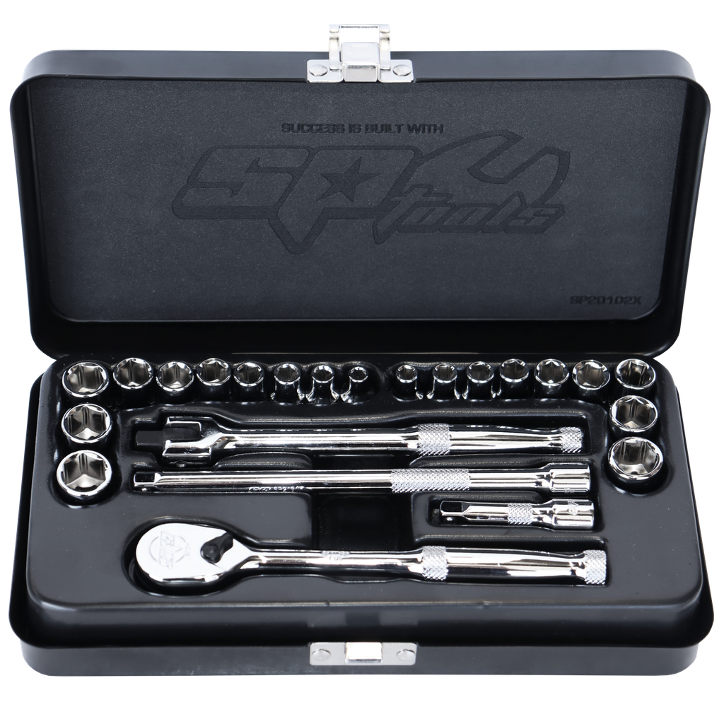 [SP20102X] SOCKET SET - 1/4DR 6PT 23PC METRIC/SAE SEALED HEAD RATCHET