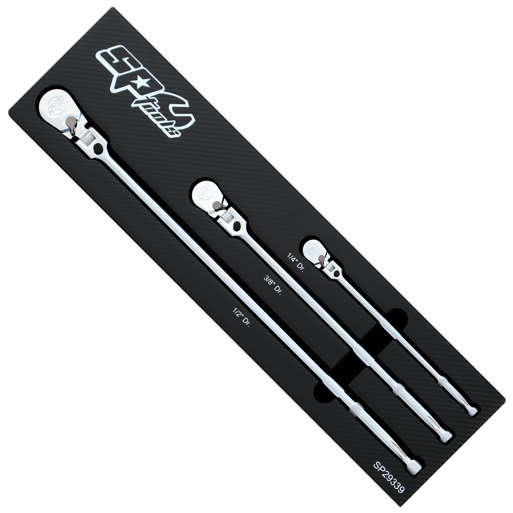 SOCKET ACCESSORIES - 1/4", 3/8", 1/2"DR RATCHET LONG SEALED FLEX HEAD 3PC SET
