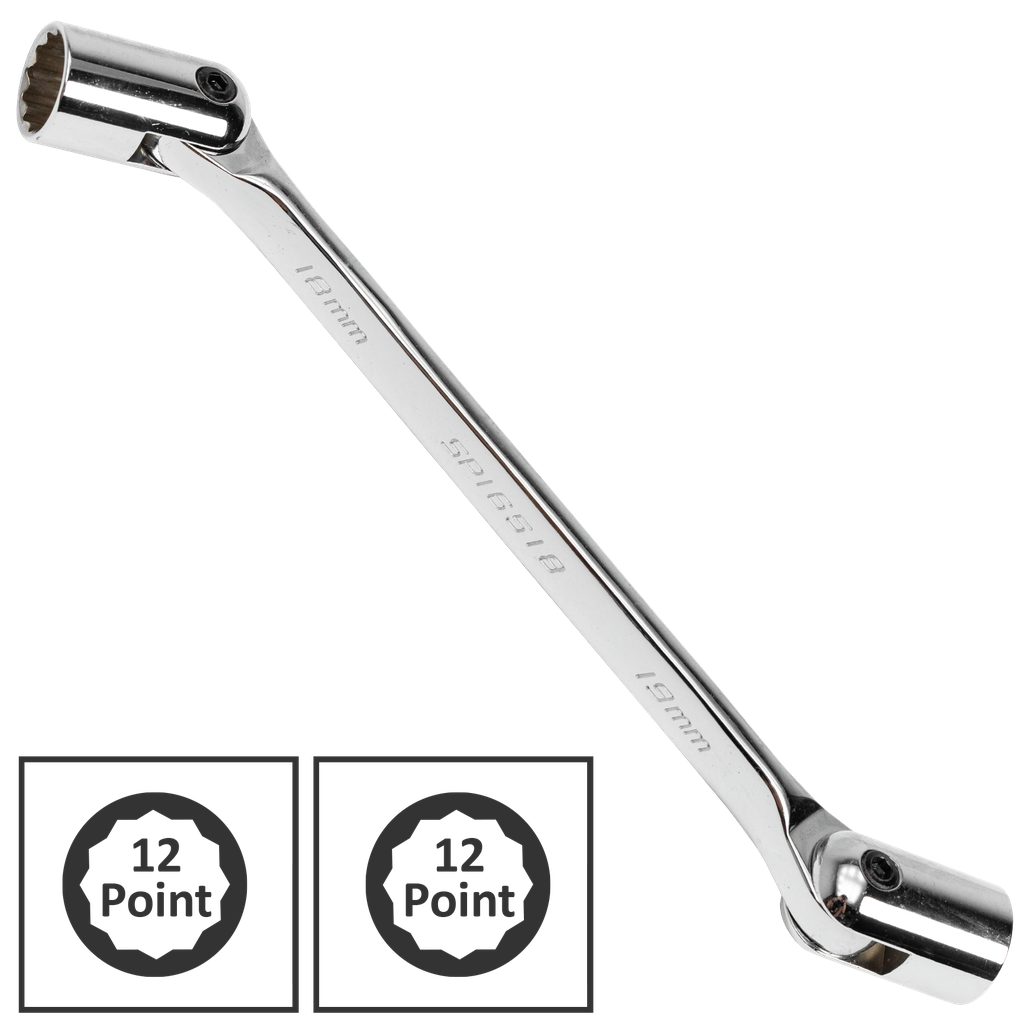 SOCKET - FLEXIBLE DOUBLE DUALHEAD SPANNER 12 X 13 MM