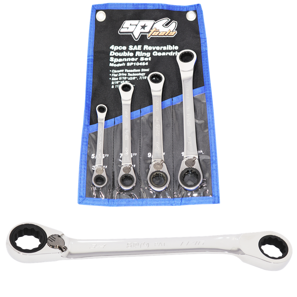 [SP10454] SPANNER SET - DOUBLE GEARDRIVE RING REVERSIBLE SAE 4PC