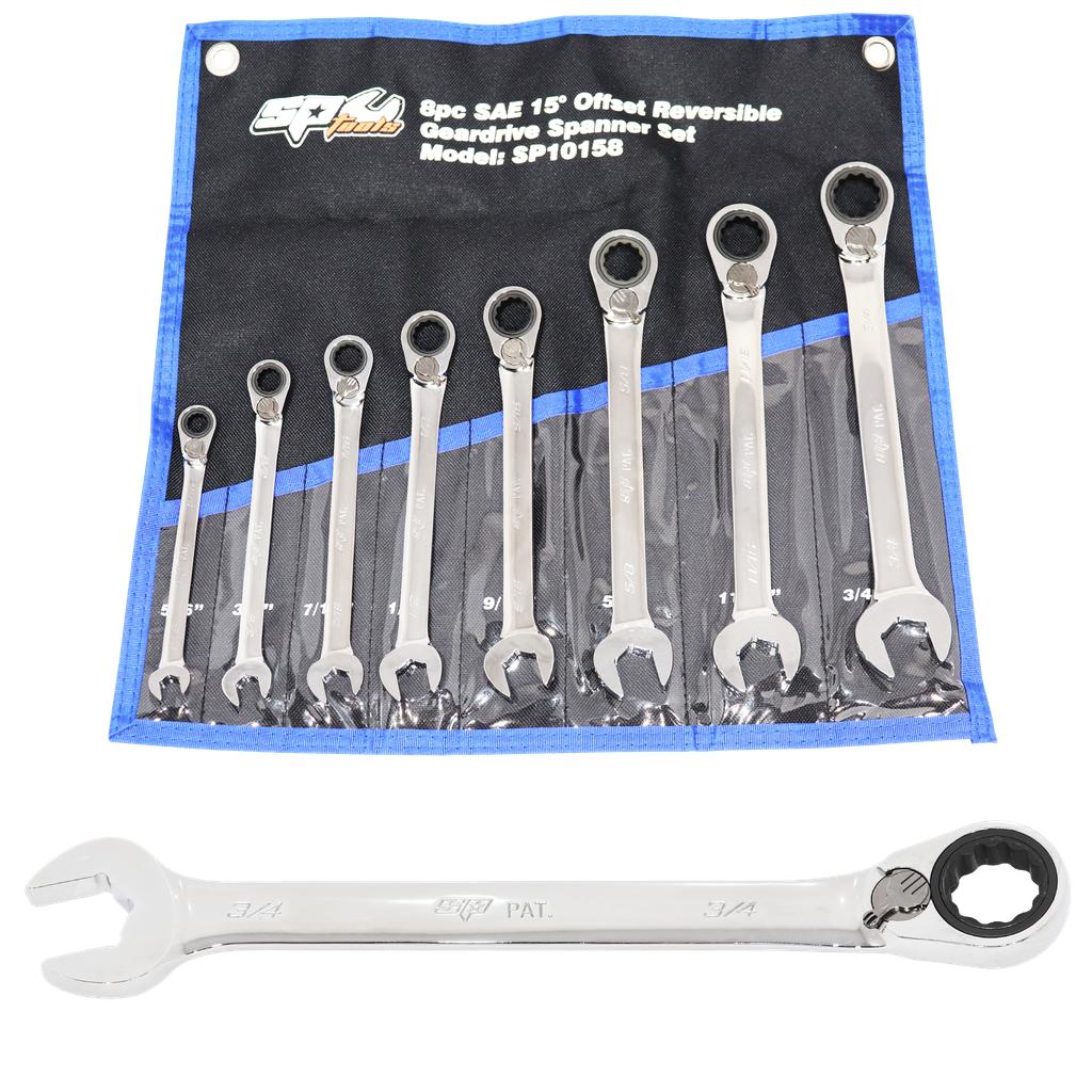 [SP10158] SPANNER SET - ROE GEARDRIVE/QUAD DRIVE REVERSIBLE SAE 8PC