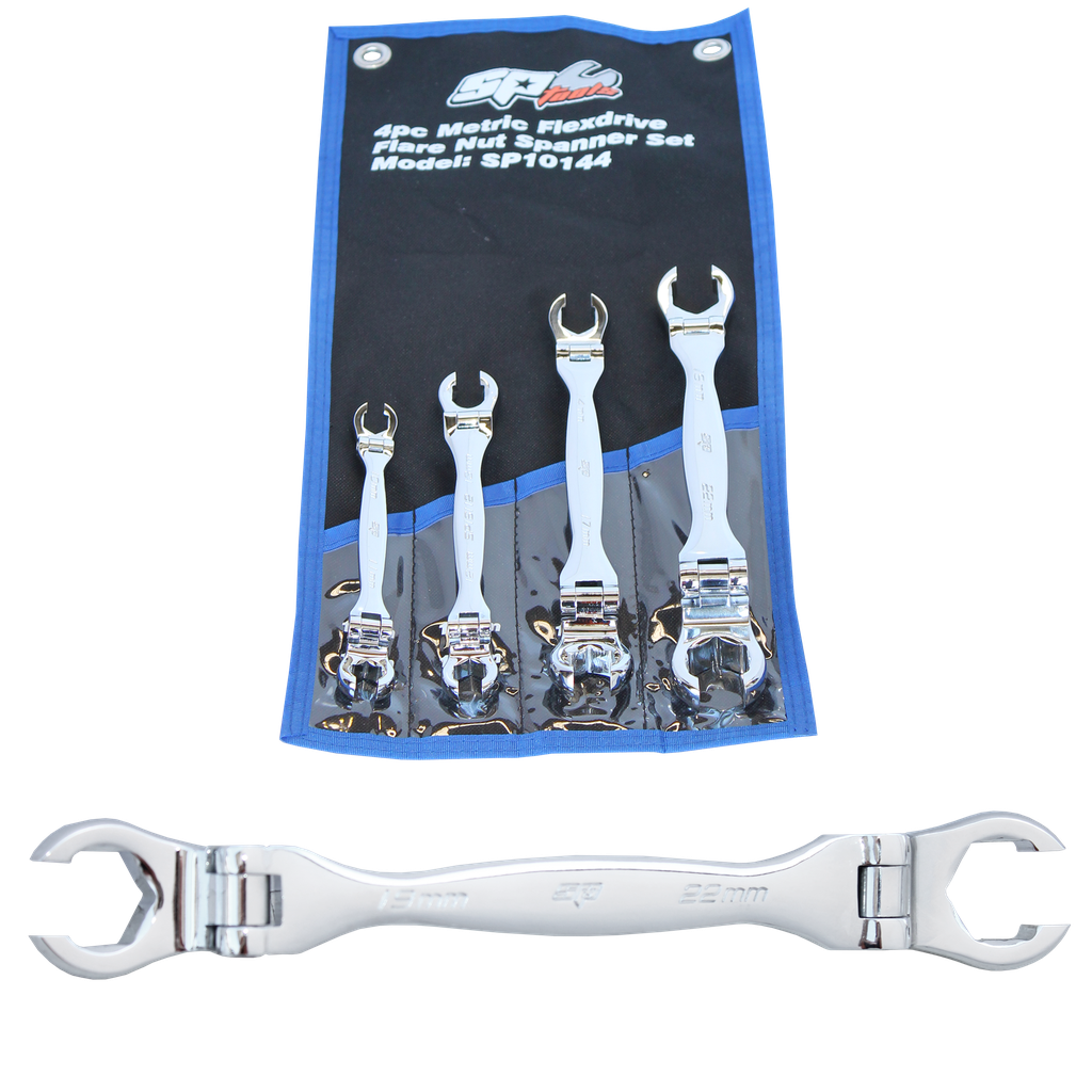 [SP10144] SPANNER SET - DOUBLE FLARE NUT FLEX HEAD 4PC METRIC