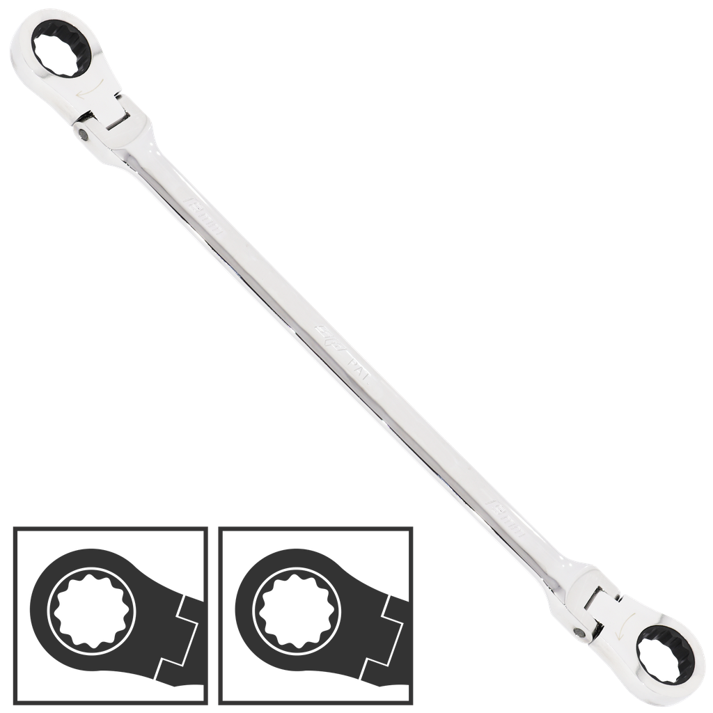 [SP17917] SPANNER EX LONG FLEX DOUBLE RING STAND OUT GEARDRIVE 18X19MM