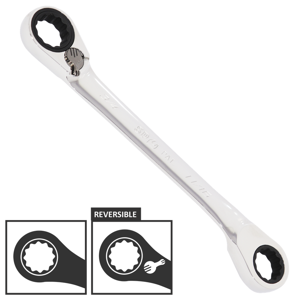 [SP17654] SPANNER DOUBLE RING REVERSIBLE GEARDRIVE SAE 7/16" X 1/2"