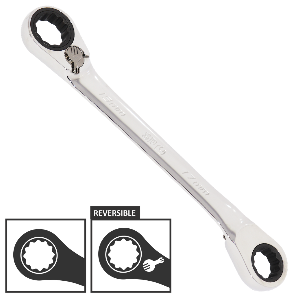[SP17612] SPANNER DOUBLE RING REVERSIBLE GEARDRIVE METRIC 12MM X 13MM