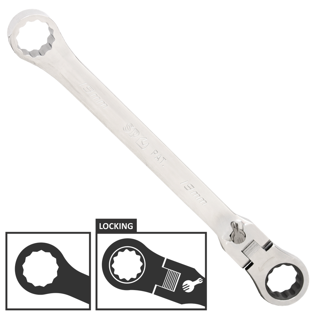 SPANNER DOUBLE RING GEARDRIVE FLEX HEAD METRIC 15MM