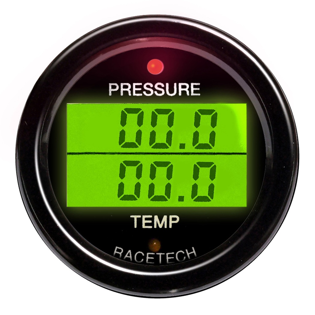 [7000841-3430830] Racetech Pressure - Temperature Dual Gauge (Black)
