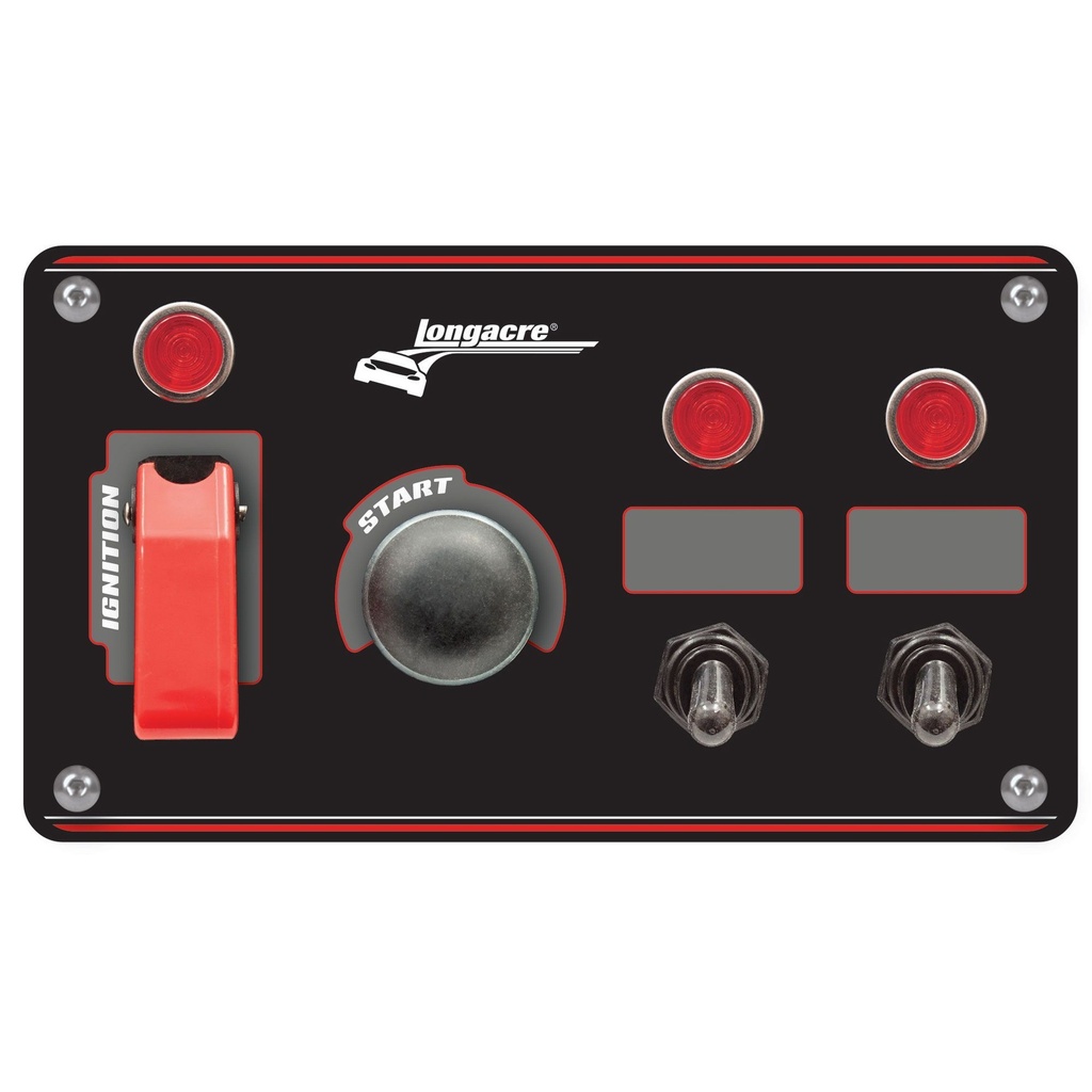 Longacre Black Ignition Switch Panel With Flip Up Cover & 2 Accessory Switches