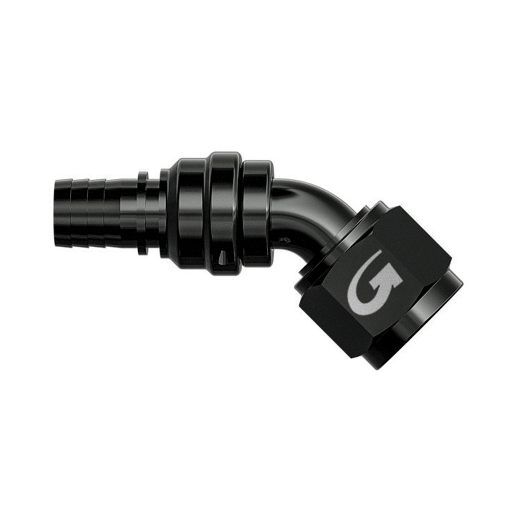 [7000033-2292088] Goodridge 711 Female Double Swivel Crimp Fitting For G-Line Hose (90 Degree, -6)