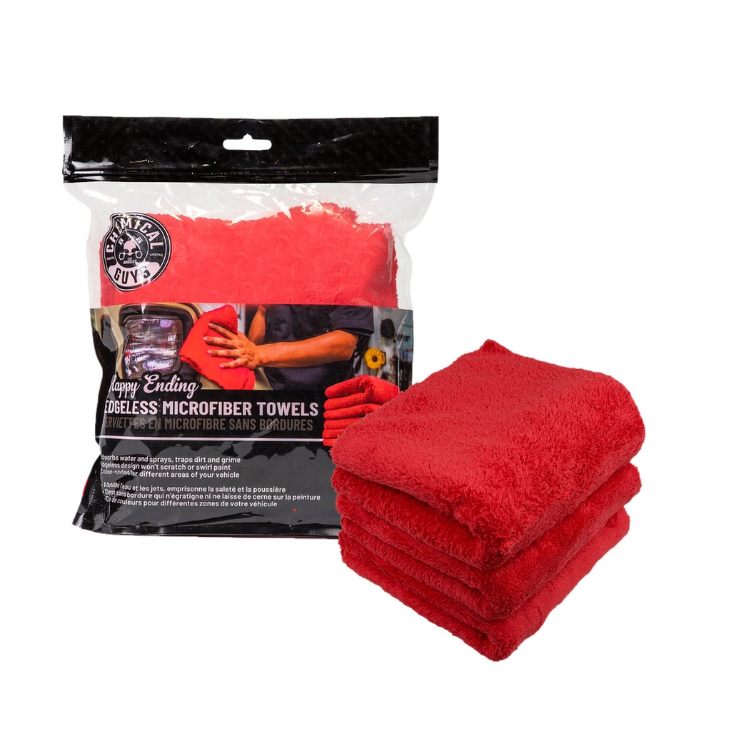 [CMGMIC34103] Chemical Guys Happy Ending Edgeless Microfiber Towel Red 16" X 16"