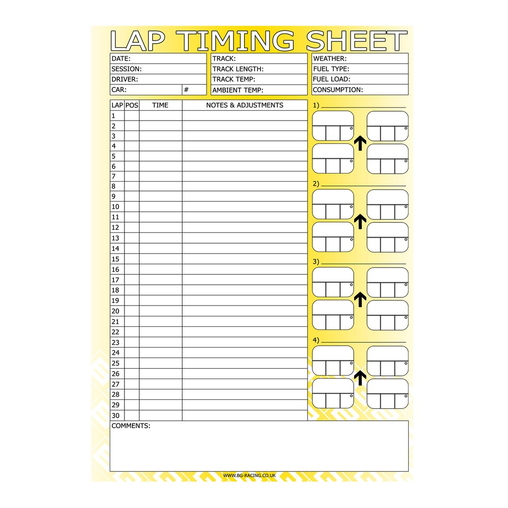 [BGR425] B-G Racing Lap Timing Sheets