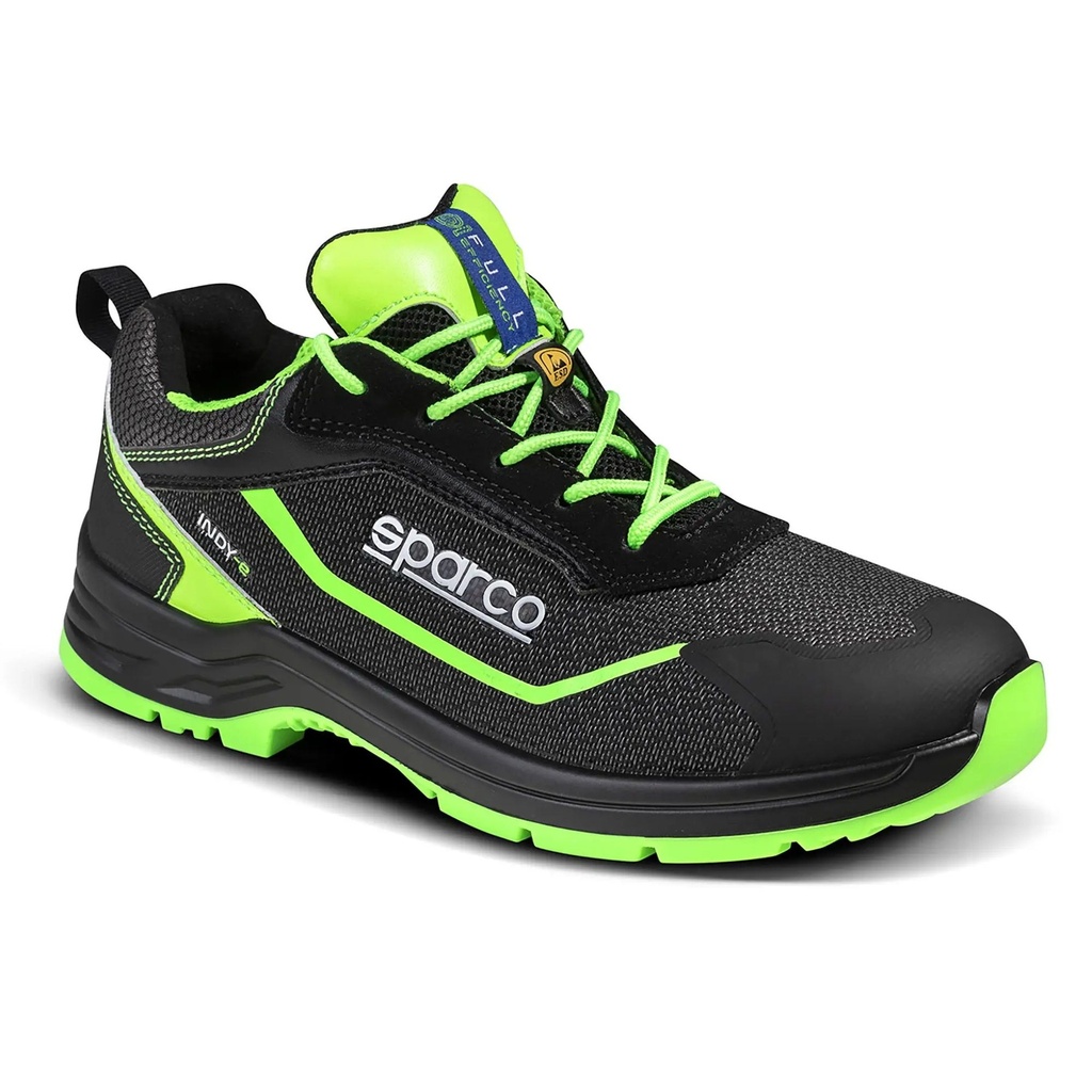 [7001049-3889708] Sparco Indy-E S3 ESD Safety Shoes (UK 3.5 / Eur 36, Black / Light Blue)