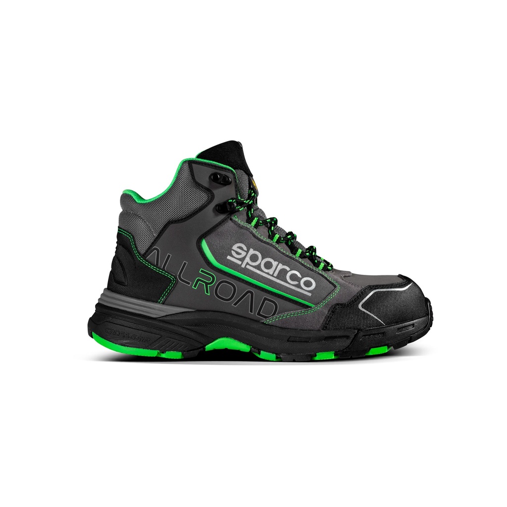 [7001045-3627668] Sparco Allroad S3 SRC High Top Safety Shoes (UK 5 / Eur 38, Leap (Grey / Fluro Green))