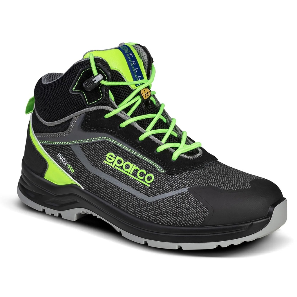 [7001048-3889722] Sparco Indy-HE S3 ESD High Top Safety Shoes (UK 3.5 / Eur 36, Black / Light Blue)