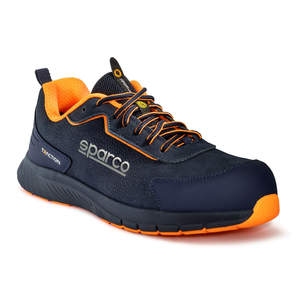 [7002307-3889838] Sparco Traction Nubuck S3S ESD Safety Shoes (UK 3.5 / Eur 36, Takuma (Black / Light Blue))