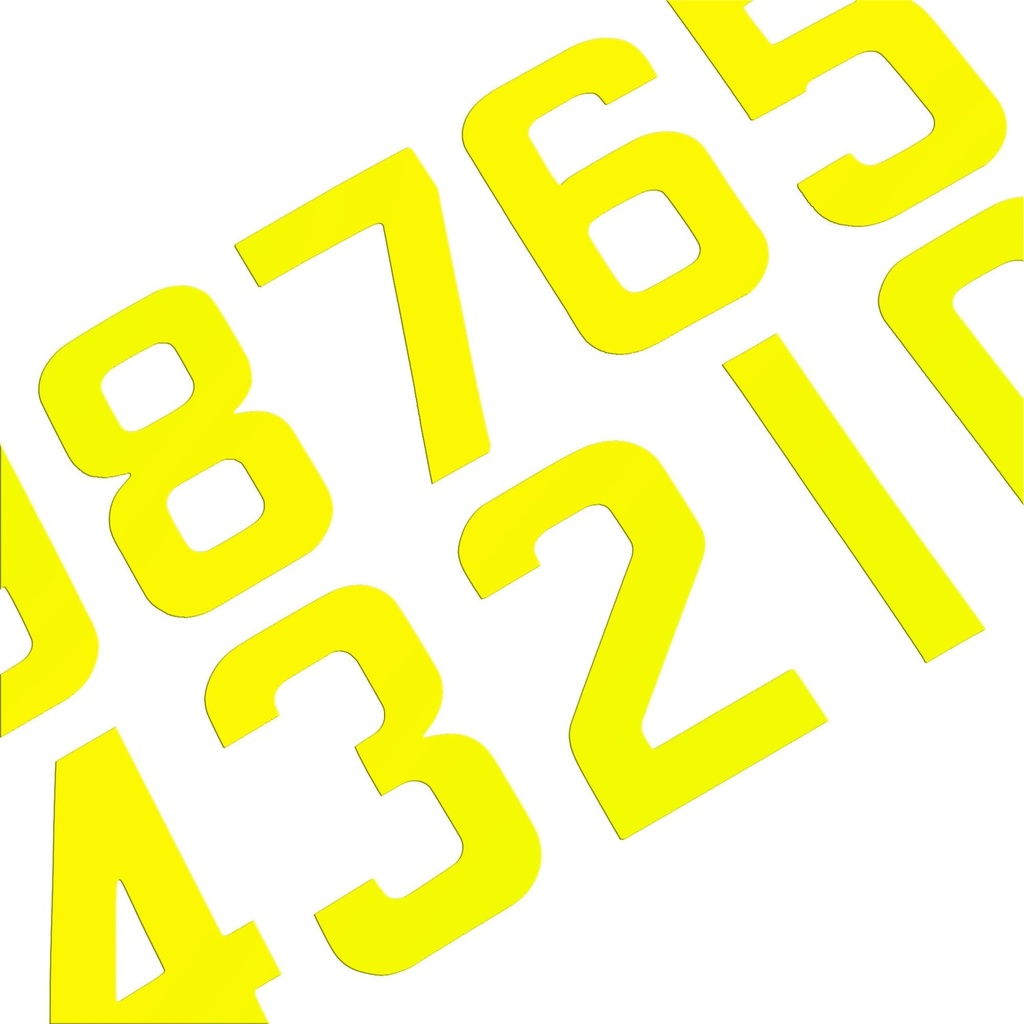[820078-3818071] Pitking Products High Vis Yellow Window Race Numbers (250mm, 5)