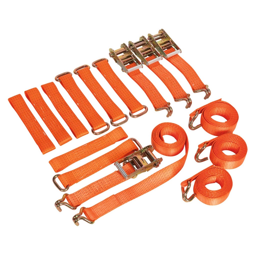 [SEATDRWKIT] Sealey Car Transporter Ratchet Tie Down Kit 4pc 50mm x 3m - TDRWKIT