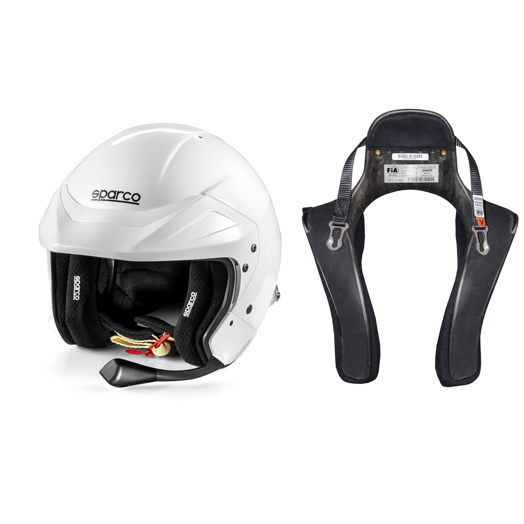 [7001902-3858735] Sparco Flux RJ-i Helmet & Stand21 Club Series FHR Device Package (Black, L (60cm), Large)