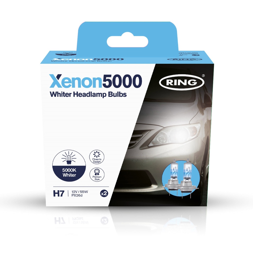 [6000791-3615860] Ring Xenon5000 5000K Halogen Headlamp (H7)